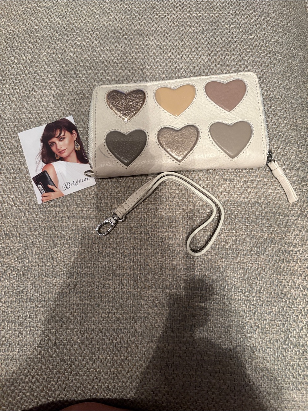 Brighton Cream Heart Patch Wristlet Wallet